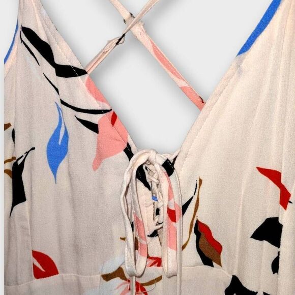 Oneil Womens Maxi Sz Large Peach Crepe Layered Strappy Peach Floral Cottagecore - Picture 6 of 16